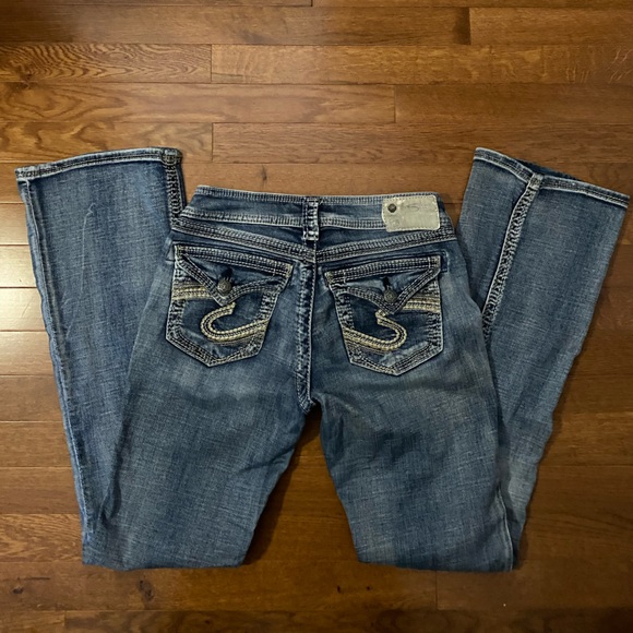 Silver Jeans Suki Flap Pockets Medium Blue Wash Stretch Size W27” L32” - Picture 3 of 12